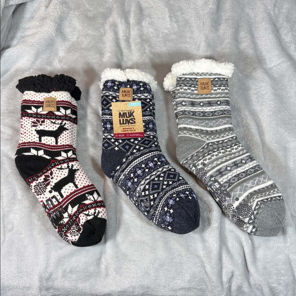 Muk Luks Women’s Cabin Socks - nonslip grippers from Kohls